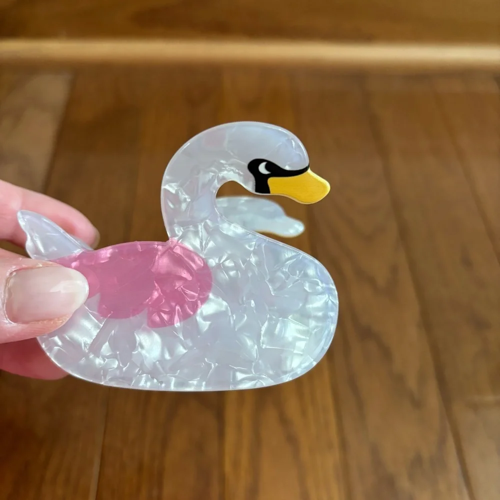 Swan Marble Tone Hair Claw Clip